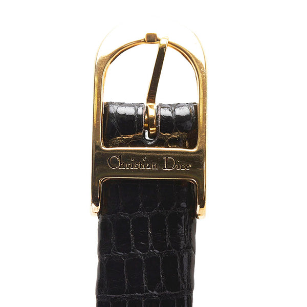 ディオール 腕時計 クオーツ シルバー文字盤 ステンレススチール レザー レディース Dior 【中古】