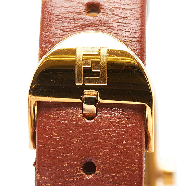 フェンディ 腕時計 3400L クオーツ ゴールド文字盤 レザー ステンレススチール レディース FENDI 【中古】