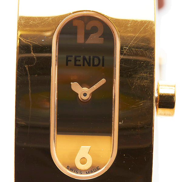 フェンディ 腕時計 3400L クオーツ ゴールド文字盤 レザー ステンレススチール レディース FENDI 【中古】