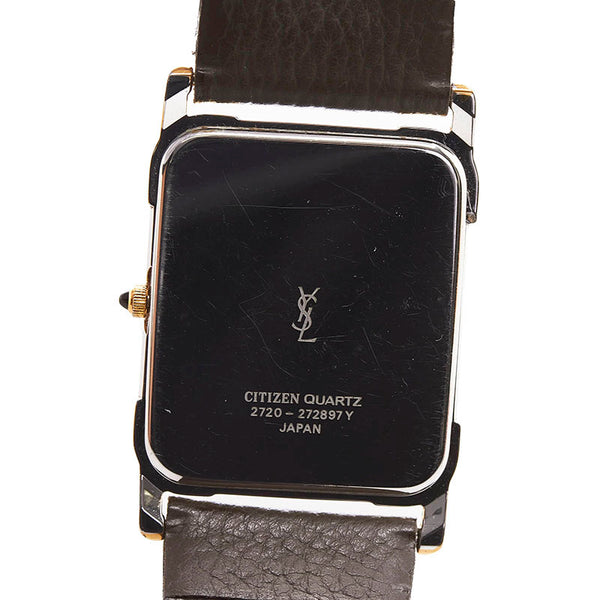 サンローラン コンビ 腕時計 クオーツ ホワイト文字盤 ステンレススチール レザー メンズ SAINT LAURENT 【中古】