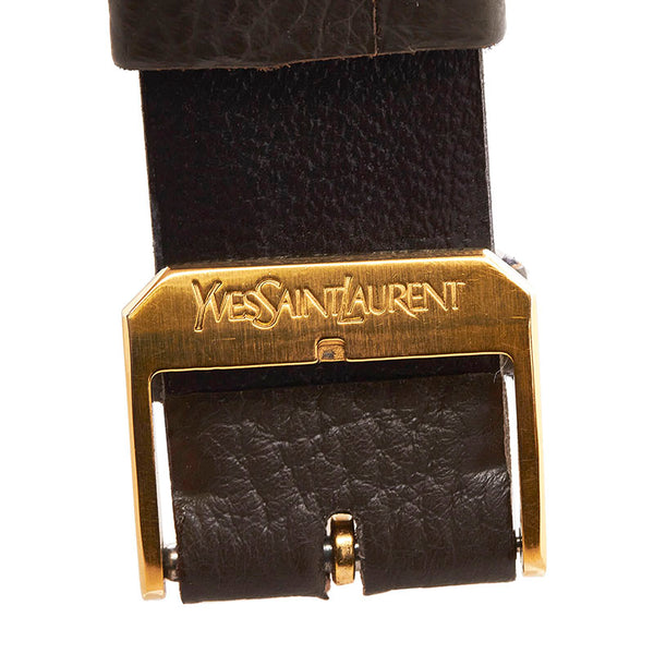 サンローラン コンビ 腕時計 クオーツ ホワイト文字盤 ステンレススチール レザー メンズ SAINT LAURENT 【中古】