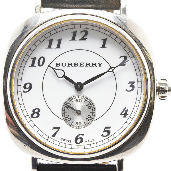 バーバリー 腕時計 BU1700 クオーツ ホワイト文字盤 ステンレススチール レザー メンズ BURBERRY 【中古】
