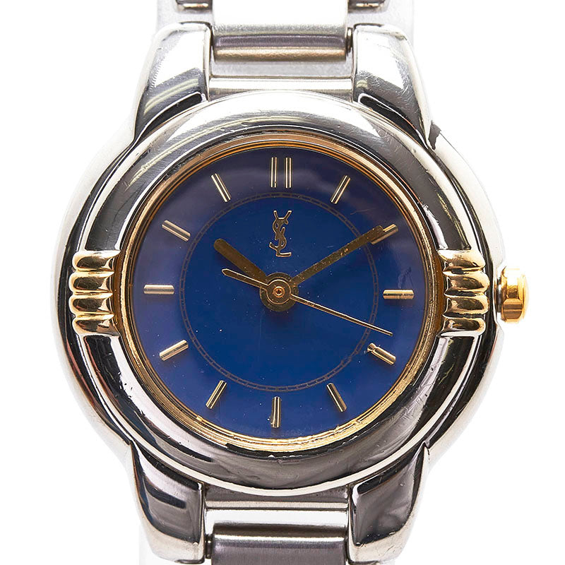 サンローラン 腕時計 5930-F91474 クオーツ ブルー文字盤 ステンレススチール レディース SAINT LAURENT 【中古】