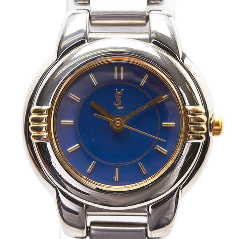 サンローラン 腕時計 5930-F91474 クオーツ ブルー文字盤 ステンレススチール レディース SAINT LAURENT 【中古】