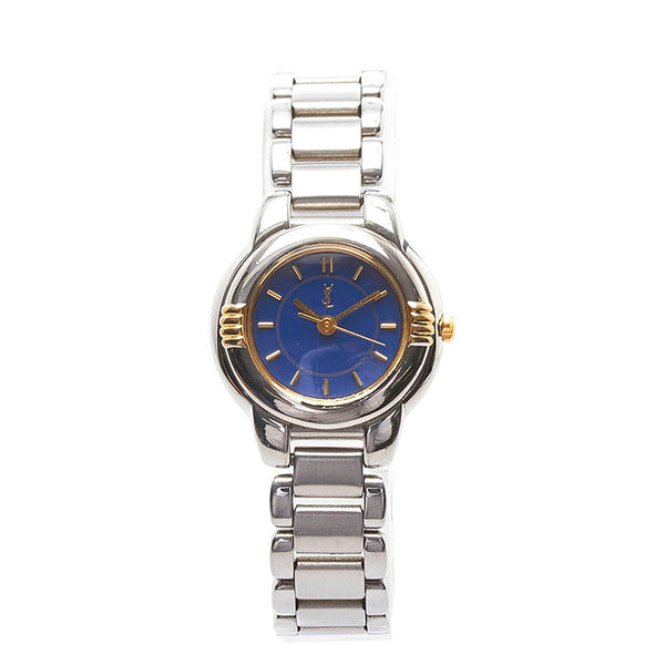 サンローラン 腕時計 5930-F91474 クオーツ ブルー文字盤 ステンレススチール レディース SAINT LAURENT 【中古】