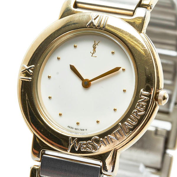 サンローラン シチズン製 コンビ 腕時計 4620-E60957Y クオーツ ホワイト文字盤 ステンレススチール レディース SAINT LAURENT 【中古】