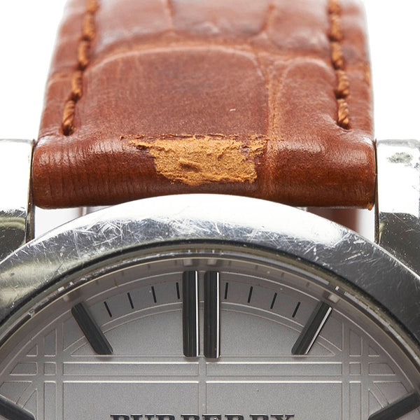 バーバリー ベルト(社外品) 腕時計 クオーツ ホワイト文字盤 ステンレススチール レザー メンズ BURBERRY 【中古】