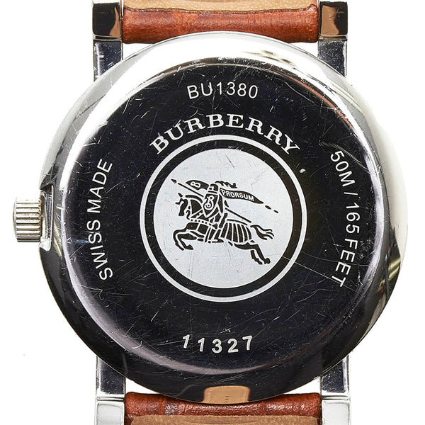 バーバリー ベルト(社外品) 腕時計 クオーツ ホワイト文字盤 ステンレススチール レザー メンズ BURBERRY 【中古】