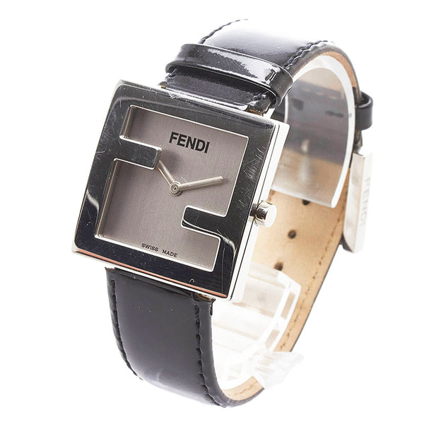 フェンディ FFロゴ 腕時計 024-4000L クオーツ シルバー文字盤 ステンレススチール レザー レディース FENDI 【中古】