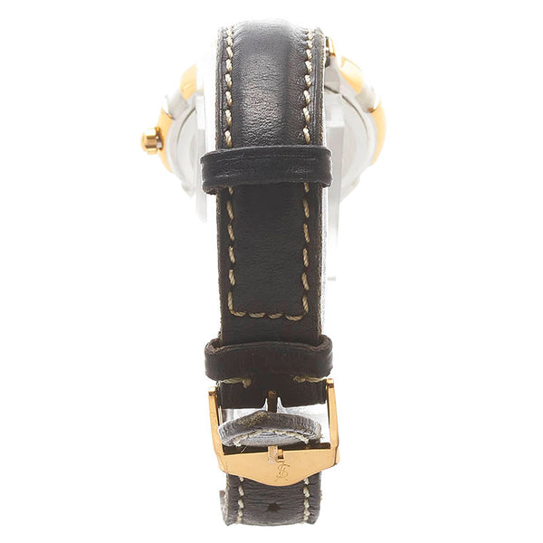 サンローラン 腕時計 クオーツ シルバー文字盤 ステンレススチール レザー レディース SAINT LAURENT 【中古】