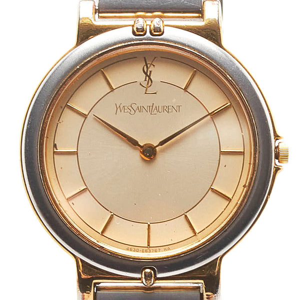サンローラン コンビ 腕時計 4620-E62267YO クオーツ ベージュ文字盤 ステンレススチール レディース SAINT LAURENT 【中古】