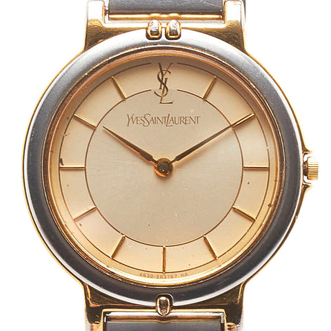 サンローラン コンビ 腕時計 4620-E62267YO クオーツ ベージュ文字盤 ステンレススチール レディース SAINT LAURENT 【中古】