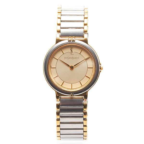 サンローラン コンビ 腕時計 4620-E62267YO クオーツ ベージュ文字盤 ステンレススチール レディース SAINT LAURENT 【中古】