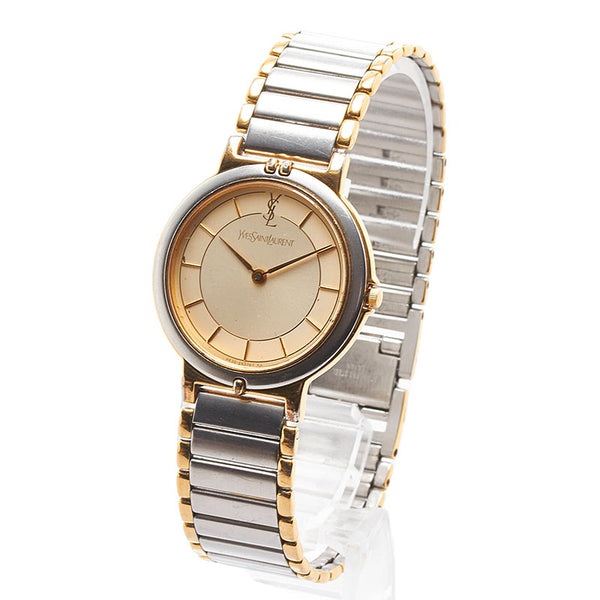 サンローラン コンビ 腕時計 4620-E62267YO クオーツ ベージュ文字盤 ステンレススチール レディース SAINT LAURENT 【中古】