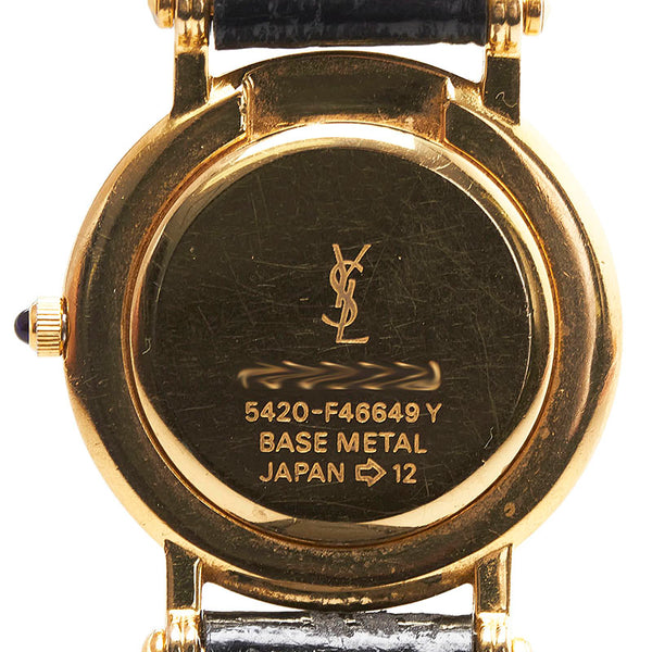 サンローラン ベルト(社外品) 腕時計 5420-F46649Y クオーツ ホワイト文字盤 ステンレススチール レザー レディース SAINT LAURENT 【中古】