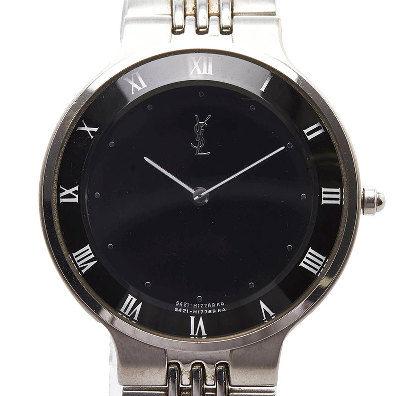 サンローラン 腕時計 5421-H10031Y クオーツ ブラック文字盤 ステンレススチール レディース SAINT LAURENT 【中古】