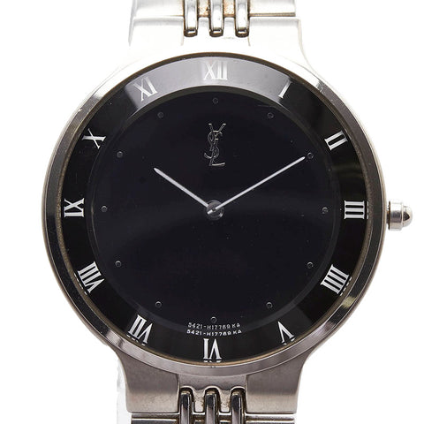 サンローラン 腕時計 5421-H10031Y クオーツ ブラック文字盤 ステンレススチール レディース SAINT LAURENT 【中古】
