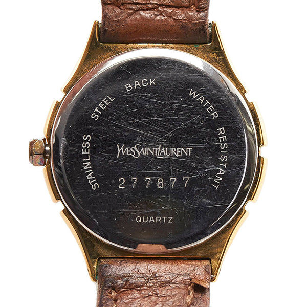 サンローラン 腕時計 クオーツ ホワイト文字盤 ステンレススチール レザー レディース SAINT LAURENT 【中古】