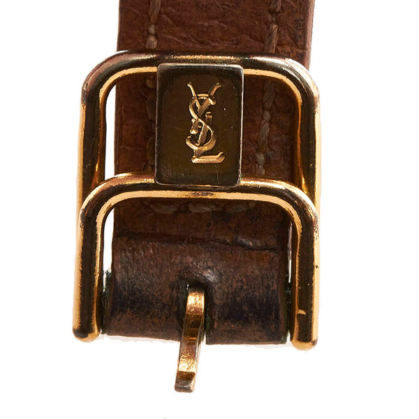 サンローラン 腕時計 クオーツ ホワイト文字盤 ステンレススチール レザー レディース SAINT LAURENT 【中古】