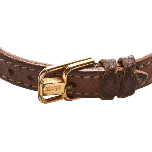 サンローラン 腕時計 クオーツ ホワイト文字盤 ステンレススチール レザー レディース SAINT LAURENT 【中古】