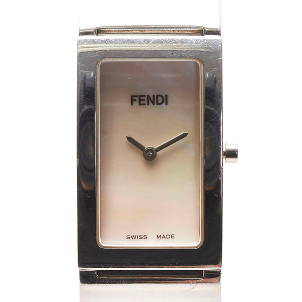 フェンディ バングルウォッチ 腕時計 3250L クオーツ ホワイトシェル文字盤 ステンレススチール レディース FENDI 【中古】