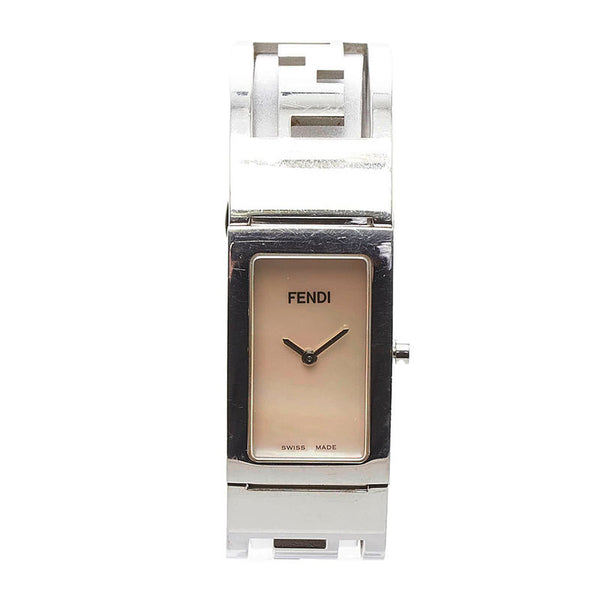 フェンディ バングルウォッチ 腕時計 3250L クオーツ ホワイトシェル文字盤 ステンレススチール レディース FENDI 【中古】