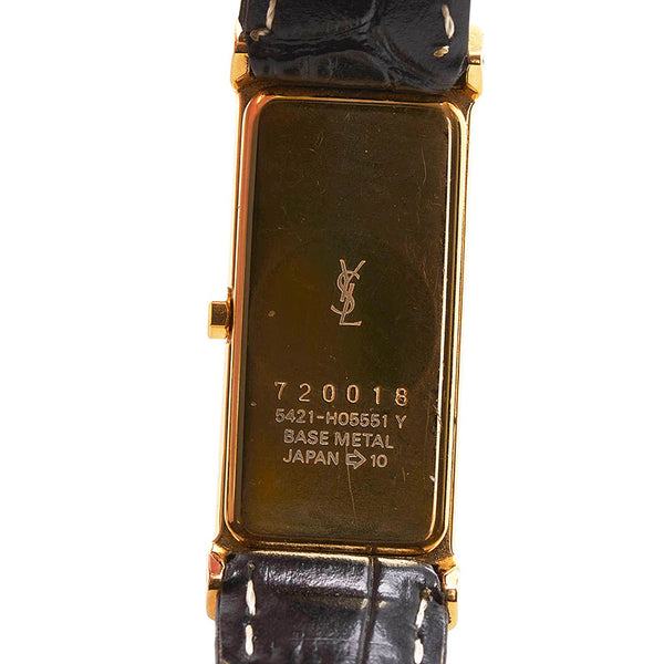 サンローラン 腕時計 5421-H09774 クオーツ ホワイト文字盤 メッキ レザー レディース SAINT LAURENT 【中古】