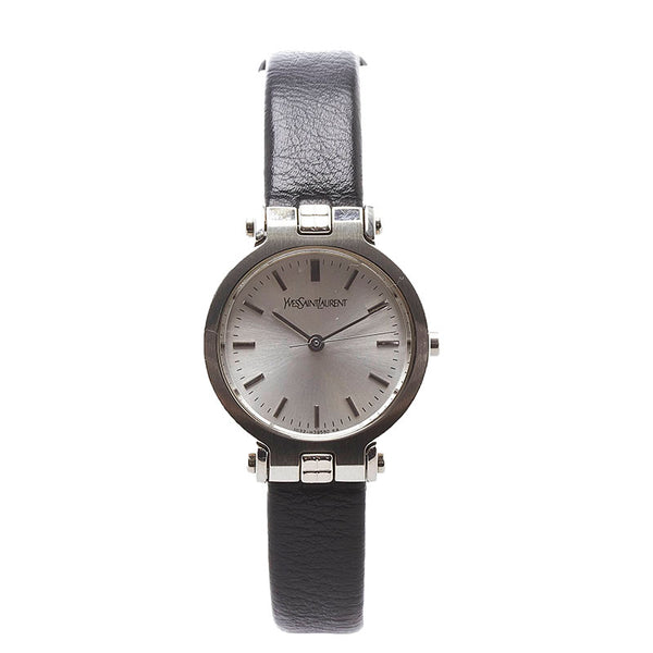 サンローラン 腕時計 1032 H23028 Y クオーツ シルバー文字盤 ステンレススチール レザー レディース SAINT LAURENT 【中古】