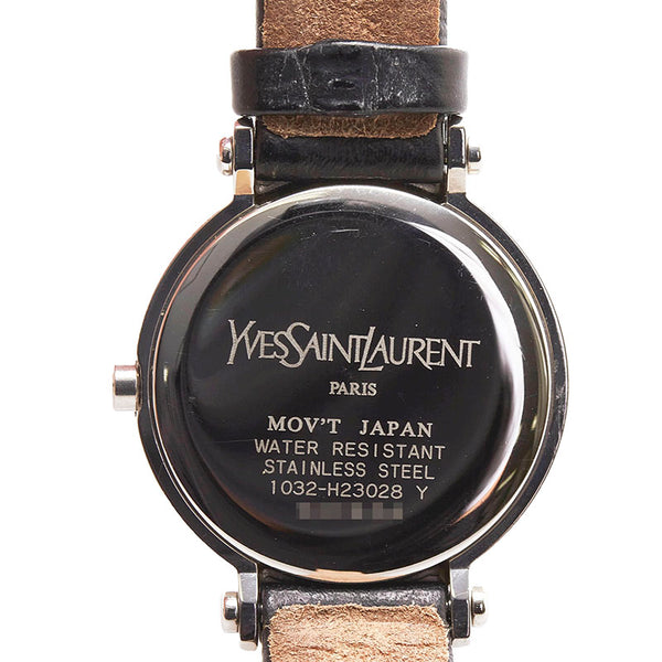 サンローラン 腕時計 1032 H23028 Y クオーツ シルバー文字盤 ステンレススチール レザー レディース SAINT LAURENT 【中古】