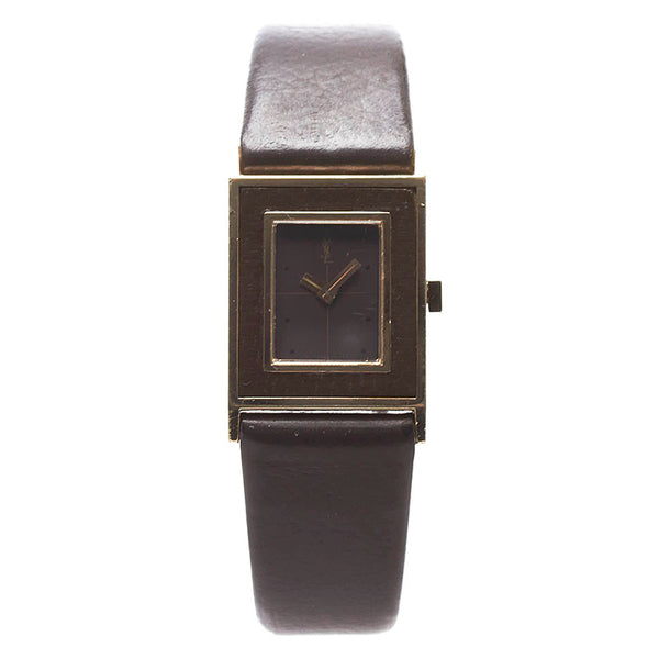 サンローラン ベルト(社外品) 腕時計 4-131304YO クオーツ ブラウン文字盤 ステンレススチール レザー レディース SAINT LAURENT 【中古】