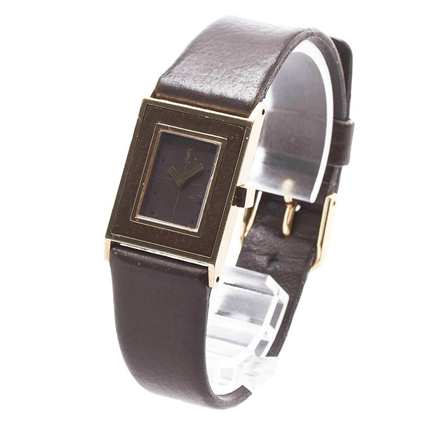 サンローラン ベルト(社外品) 腕時計 4-131304YO クオーツ ブラウン文字盤 ステンレススチール レザー レディース SAINT LAURENT 【中古】