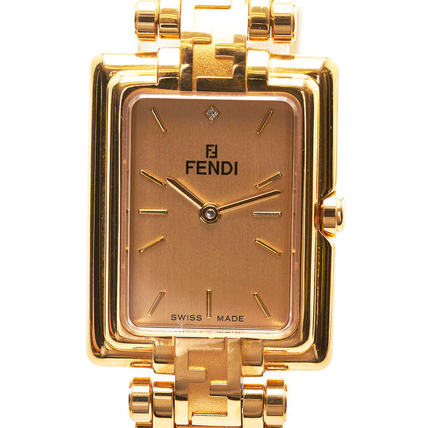 フェンディ 1Pダイヤ 腕時計 730L クオーツ ゴールド文字盤 メッキ レディース FENDI 【中古】