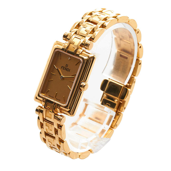 フェンディ 1Pダイヤ 腕時計 730L クオーツ ゴールド文字盤 メッキ レディース FENDI 【中古】