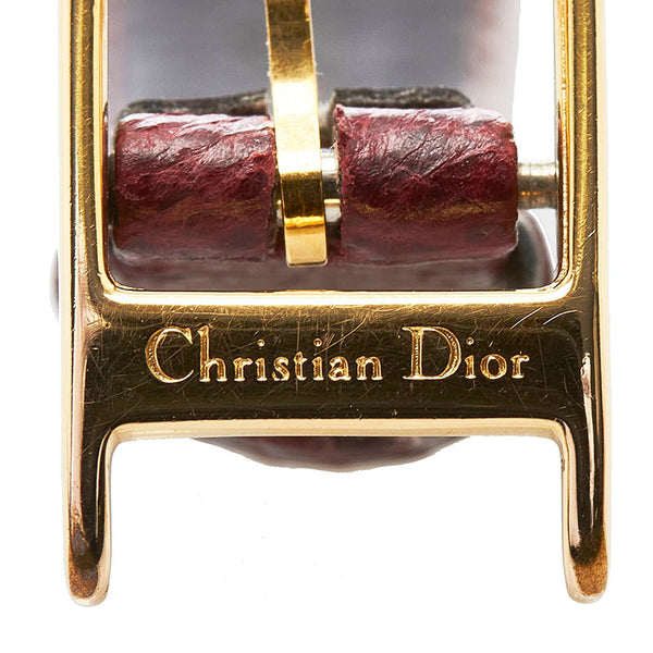 ディオール ベルト(社外品) 腕時計 クオーツ ゴールド文字盤 ステンレススチール レザー レディース Dior 【中古】