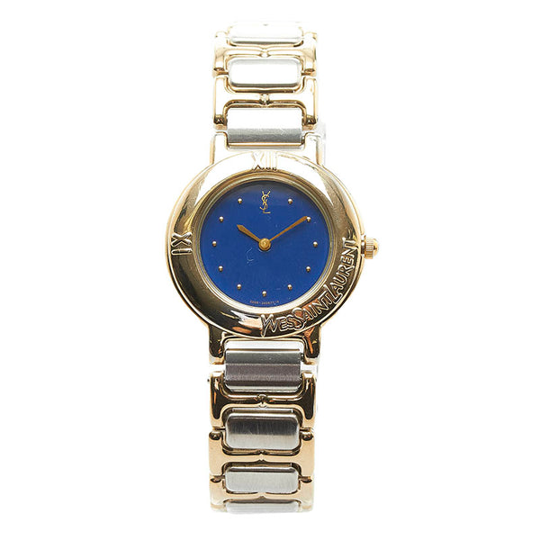 サンローラン 腕時計 2200-229789 クオーツ ブルー文字盤 ステンレススチール レディース SAINT LAURENT 【中古】