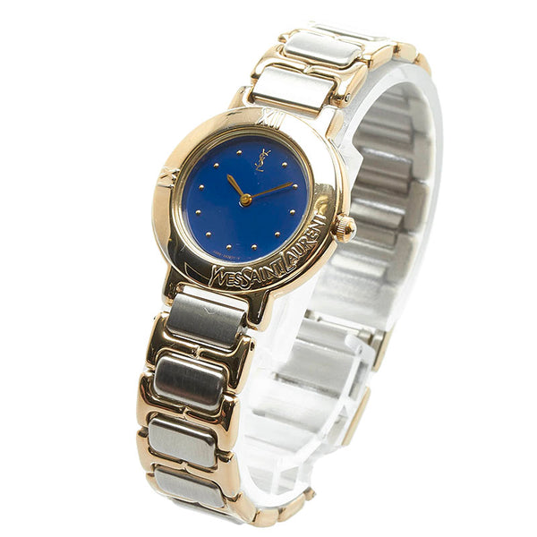 サンローラン 腕時計 2200-229789 クオーツ ブルー文字盤 ステンレススチール レディース SAINT LAURENT 【中古】