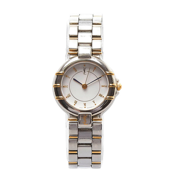 サンローラン コンビ 腕時計 4630-E63468Y クオーツ ホワイト文字盤 ステンレススチール レディース SAINT LAURENT 【中古】