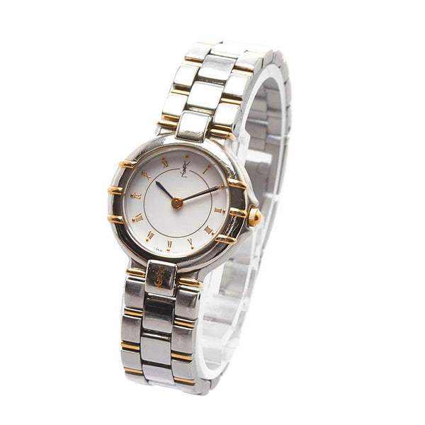 サンローラン コンビ 腕時計 4630-E63468Y クオーツ ホワイト文字盤 ステンレススチール レディース SAINT LAURENT 【中古】