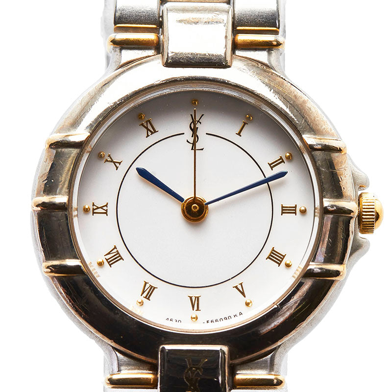 サンローラン 腕時計 4630-E63468Y クオーツ ホワイト文字盤 ステンレススチール レディース SAINT LAURENT 【中古】
