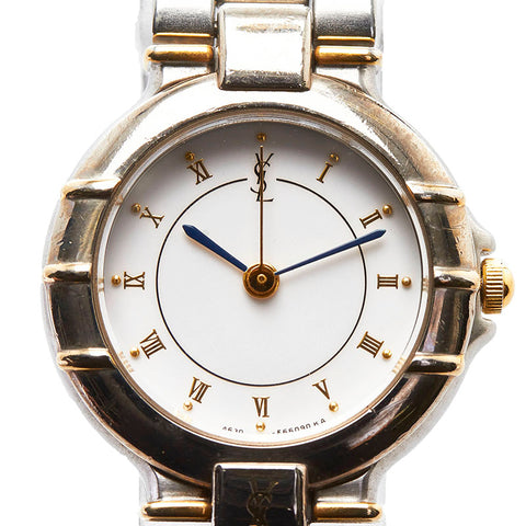 サンローラン 腕時計 4630-E63468Y クオーツ ホワイト文字盤 ステンレススチール レディース SAINT LAURENT 【中古】