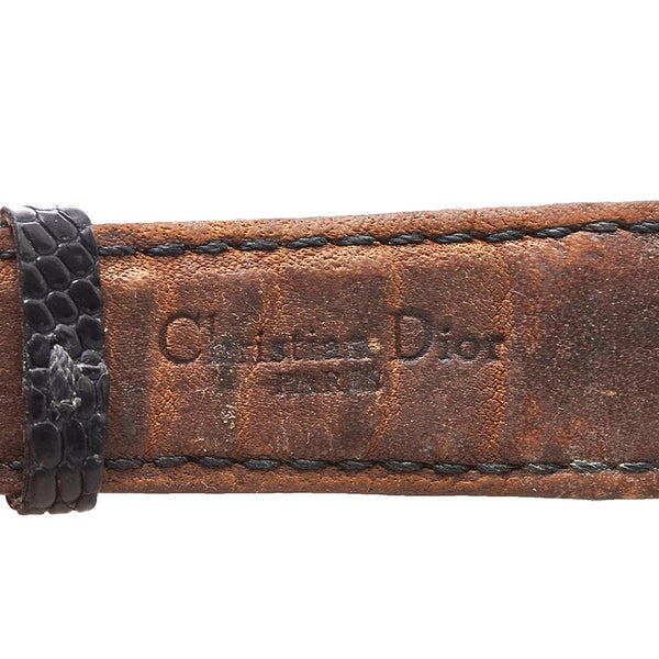 ディオール 腕時計 D82-150 クオーツ ブラック文字盤 ステンレススチール レザー レディース Dior 【中古】