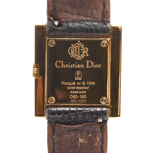 ディオール 腕時計 D82-150 クオーツ ブラック文字盤 ステンレススチール レザー レディース Dior 【中古】