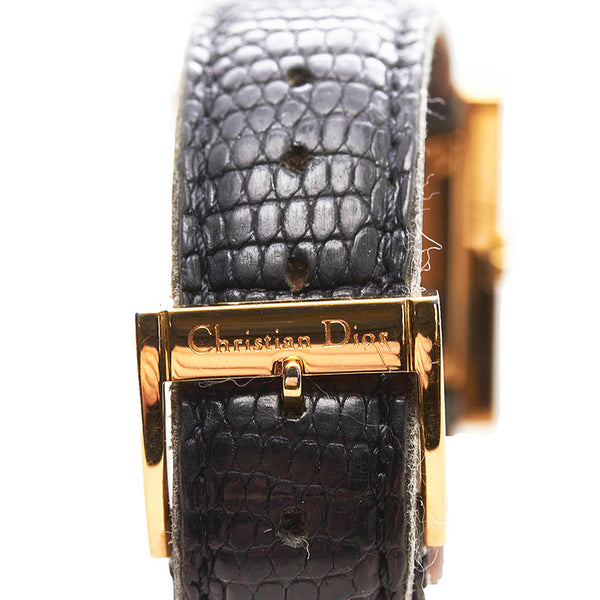 ディオール 腕時計 D82-150 クオーツ ブラック文字盤 ステンレススチール レザー レディース Dior 【中古】