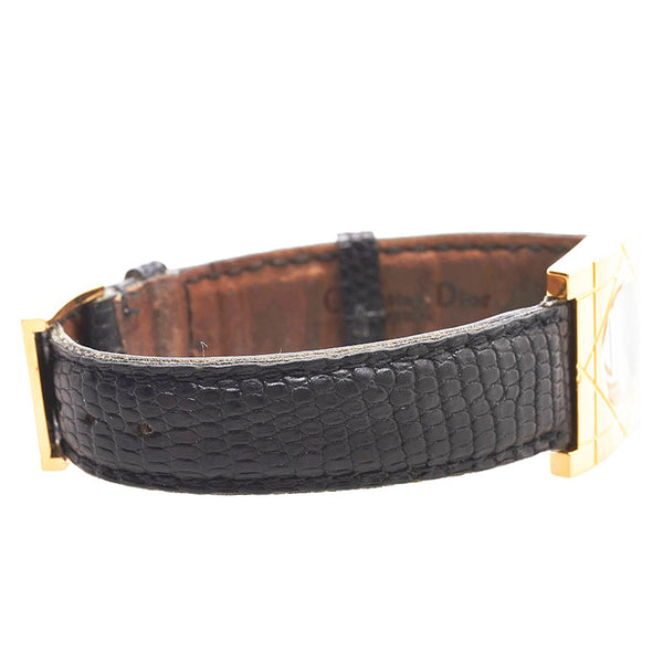ディオール 腕時計 D82-150 クオーツ ブラック文字盤 ステンレススチール レザー レディース Dior 【中古】