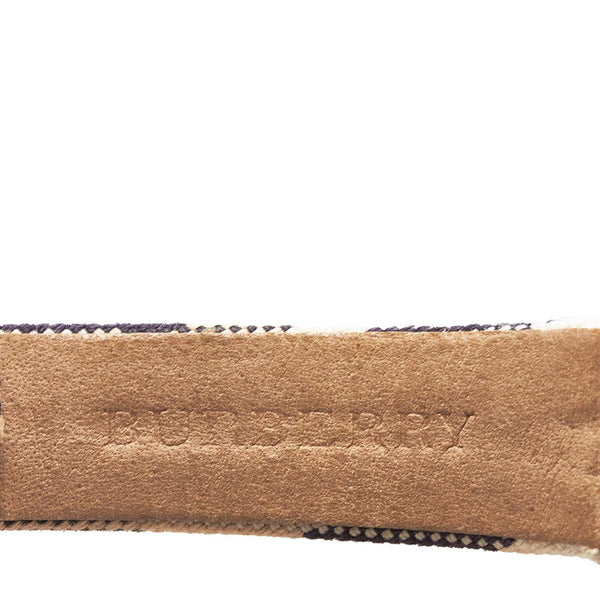 バーバリー ノバチェック 腕時計 BU4305 クオーツ ホワイト文字盤 ステンレス キャンバス レザー レディース BURBERRY 【中古】