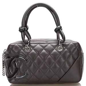 シャネル マトラッセ カンボン ミニハンドバッグ ミニボストン ブラウン レザー レディース CHANEL 【中古】