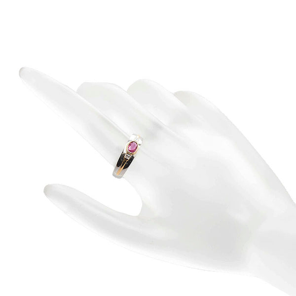 Pt900 プラチナ K18YG イエローゴールド コンビ ルビー0.37ct ダイヤ0.09ct リング 指輪 レディース 12.5号 【中古】