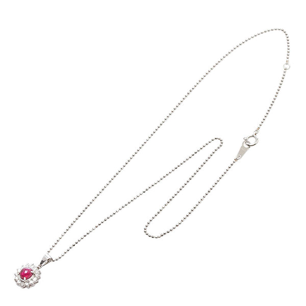 Pt900 プラチナ Pt850 プラチナ ルビー0.88ct ダイヤ0.29ct ネックレス ペンダント レディース 【中古】