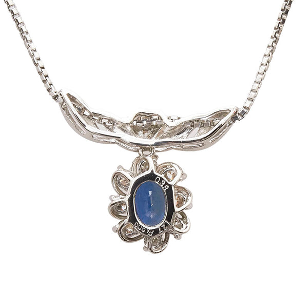 Pt900 プラチナ Pt850 プラチナ サファイア1.27ct ダイヤ0.38ct ハート ネックレス レディース 【中古】