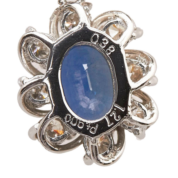 Pt900 プラチナ Pt850 プラチナ サファイア1.27ct ダイヤ0.38ct ハート ネックレス レディース 【中古】